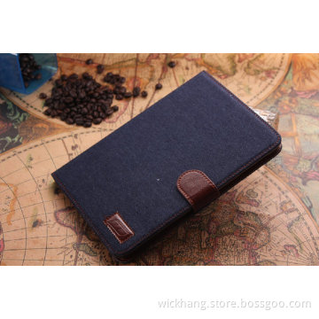 Jean Cowbay Fabric PU Leather Wallet Flip Case for Apple iPad Mini 1/2/3